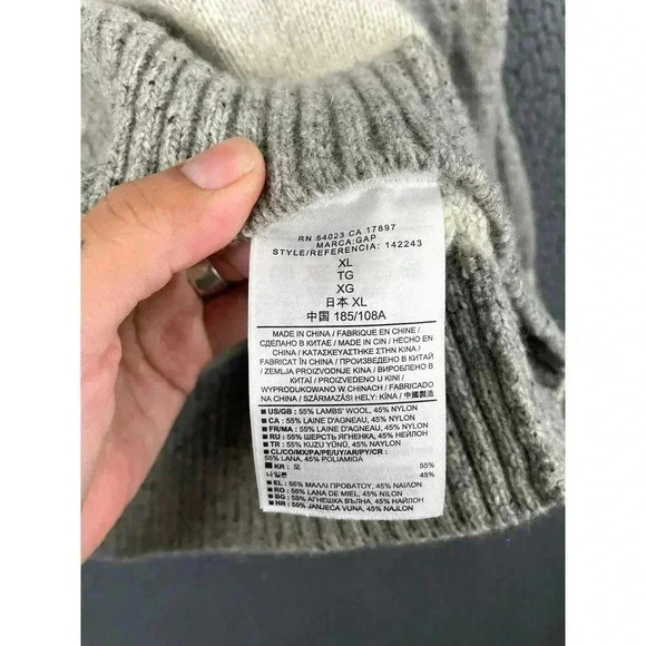 Gap Lambswool Sweater Men's Donegal Eng Stripe XL Gray - Picture 3 of 12